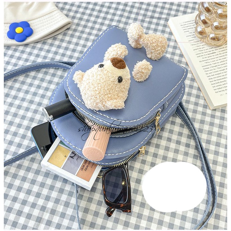 Tết Bộ nguyên liệu DIY làm balo handmade kèm gấu, balo gấu da PU đáng yêu chơi tết