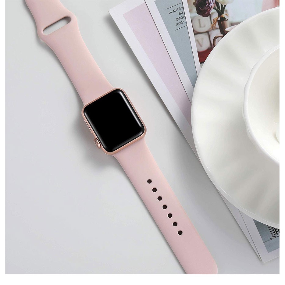 Dây Silicone Khóa Kim Loại Cho Đồng Hồ Apple 42mm 38mm 44mm 40mm Iwatch Series 5 / 4 / 3 / 2 / 1