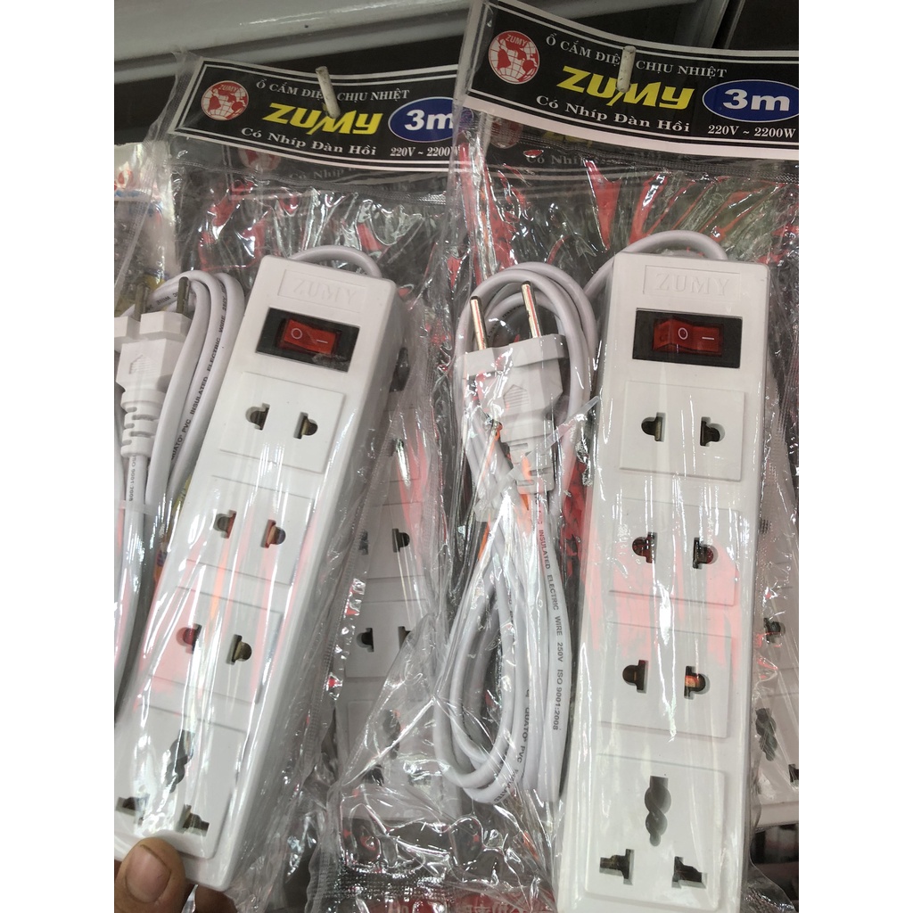 Ổ CẮM ĐIỆN 4 LỖ CHỊU NHIỆT  zumy(10A-220V) (giadung12)