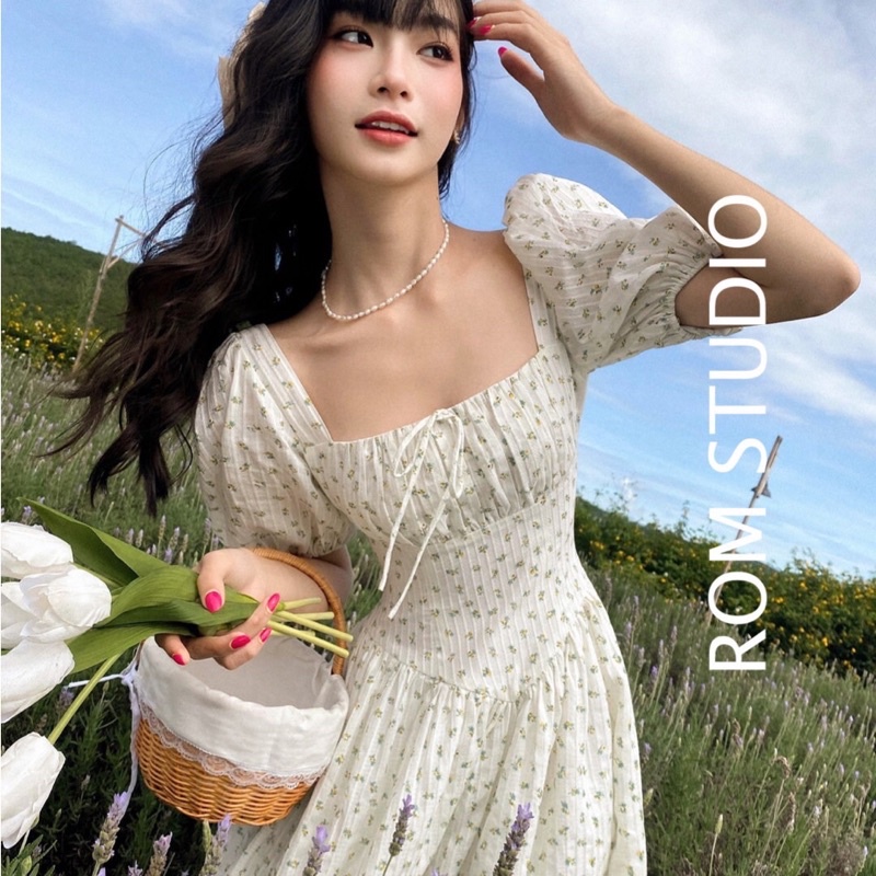 Đầm dài hoa nhí tay bồng Alice dress