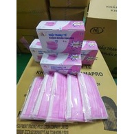 Chính Hãng-Khẩu trang y tê 4 lớp kháng khuẩn cao cấp màu hồng Nam Anh famapro hộp 50 cái