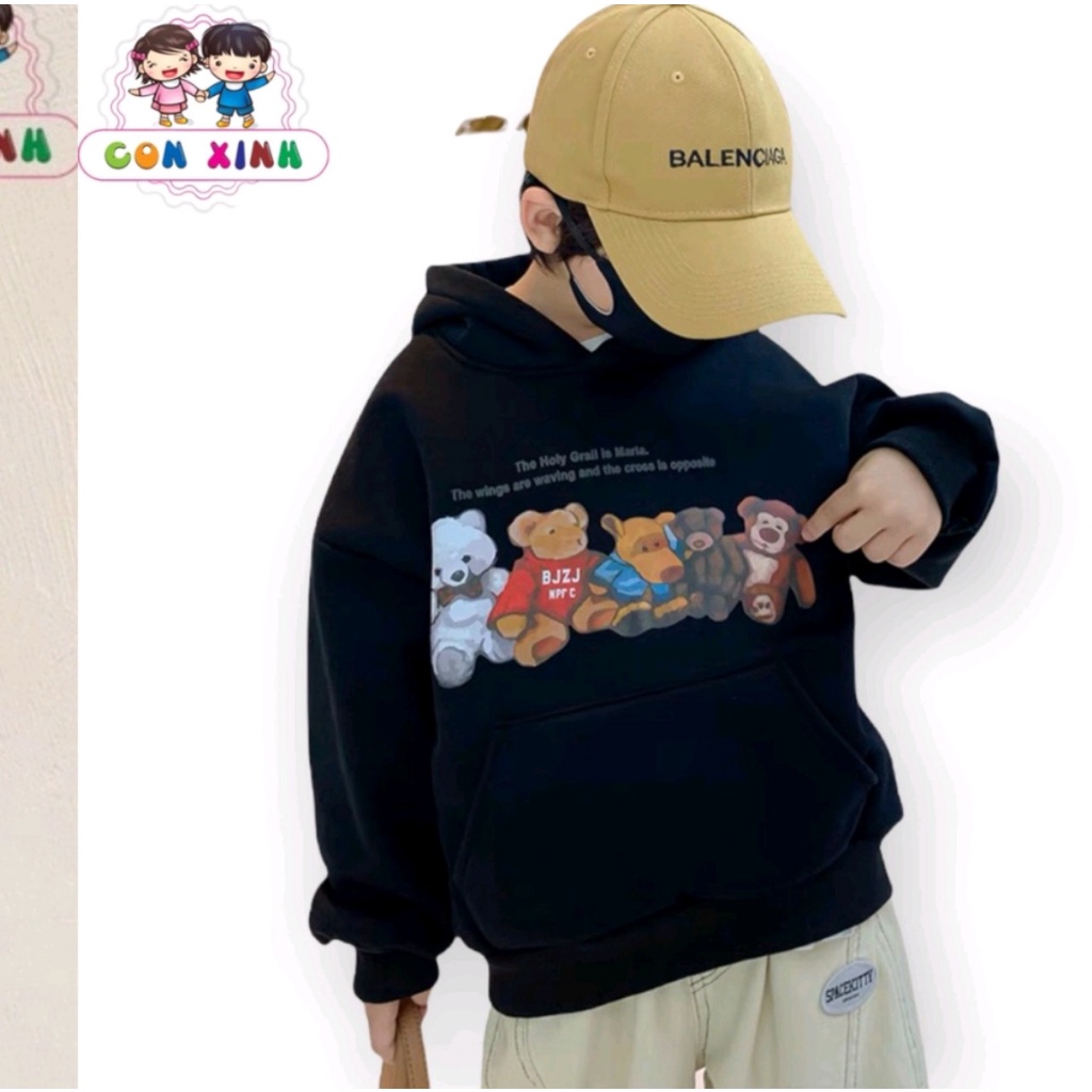 Áo hoodie bé gái-bé trai thời trang thu đông ấm áp đi học được cho trẻ em từ 4 đến 10 tuổi[ giá sĩ]