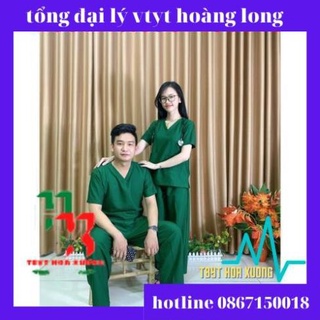 Bộ Scrubs cổ tim phòng mổ, đồng phục Spa, phòng khám, Bác Sĩ, quần áo phòng mổ, đồng phục phẫu thuật màu xanh lá cây