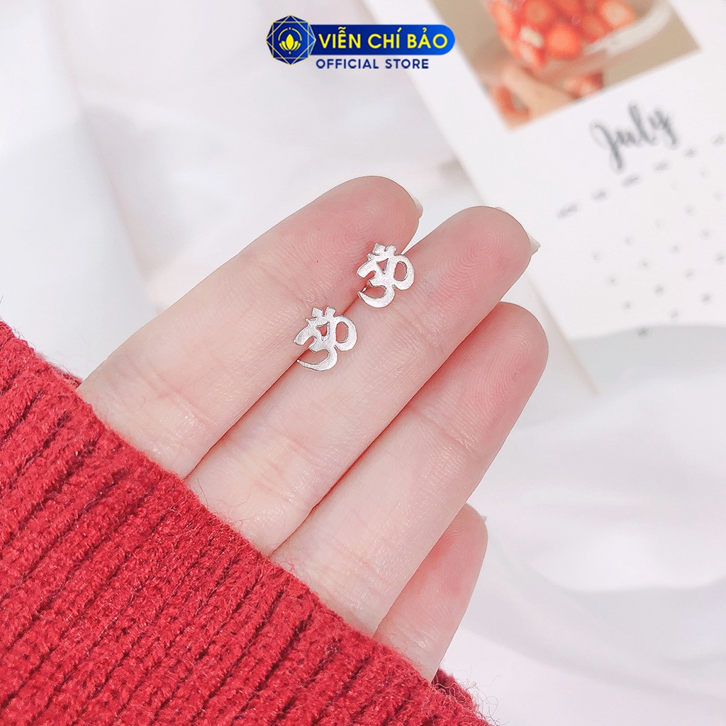 Bông tai bạc nữ nụ chữ Om chất liệu bạc S925 thời trang phụ kiện trang sức nữ thương hiệu Viễn Chí Bảo B000085