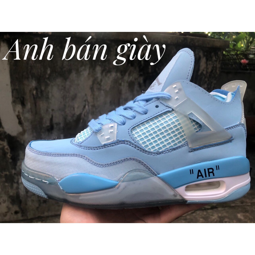 Giày sneaker jd4, giày thể thao jd 4 ba màu kem, trắng xanh thời trang nam nữ full box bill