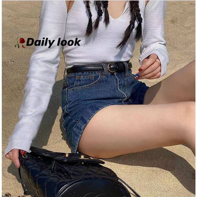 Quần Short Denim Thời Trang 2021 Phong Cách Âu Mỹ Cho Nữ