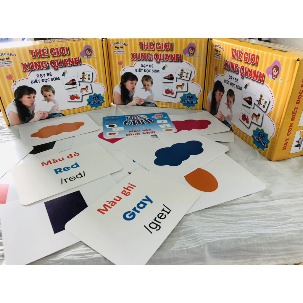 Bộ Thẻ Học Thông Minh 19 Chủ Đề loại to song ngữ tiếng Anh loại chuẩn Glenn Doman Flashcard cho bé từ 0-6 tuổi