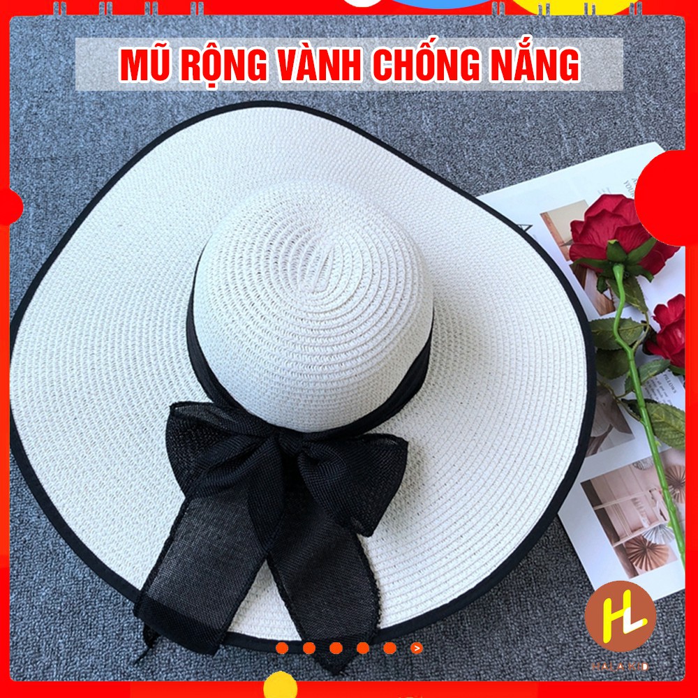 Mũ cói rộng vành chống nắng 1 viền / Mũ đi biển - QATE0108