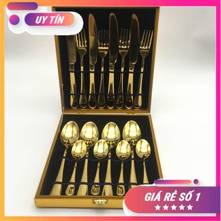 ⚡ BIG SALE ⚡ 🍳🍳🍴🍴Bộ Thìa Dĩa Mạ Vàng 16 Món Sang Trọng Cao Cấp🍴🍴🍳🍳