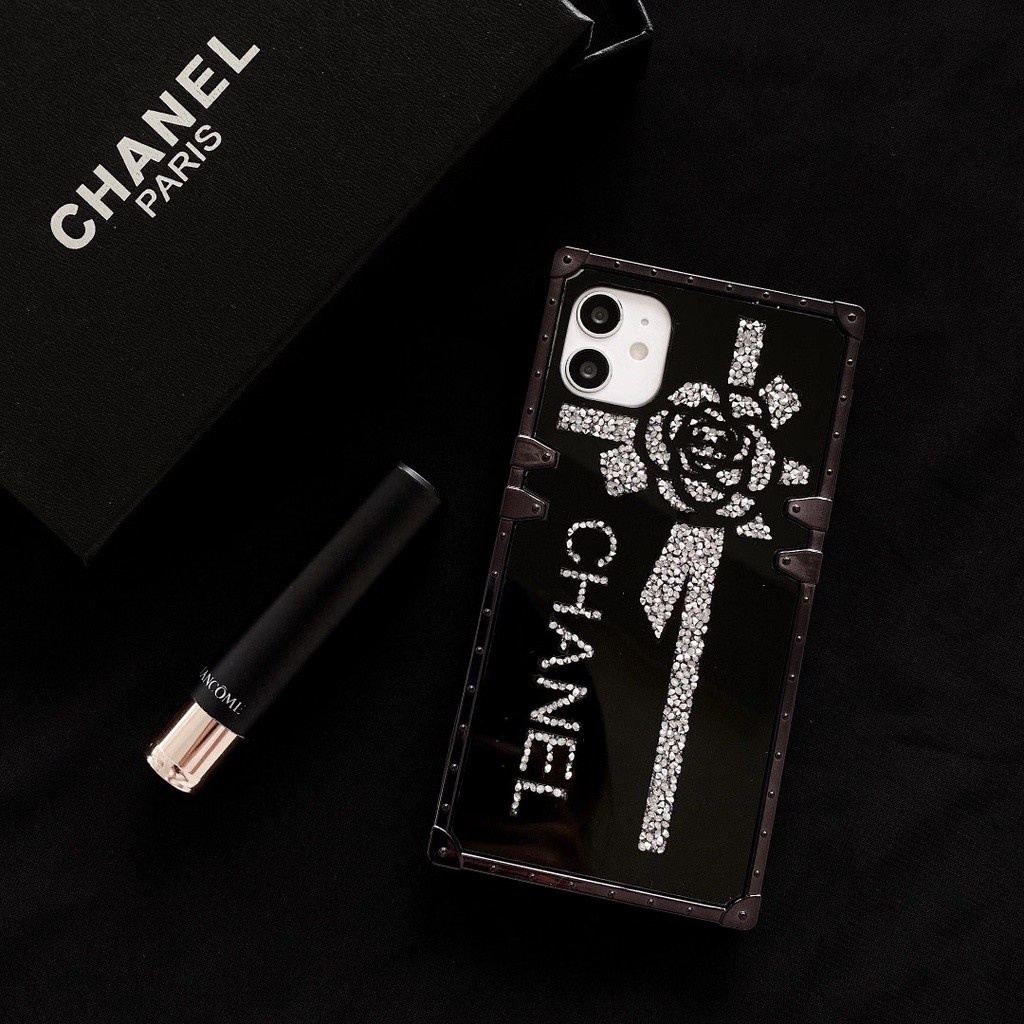 Ốp Điện Thoại Mềm Lấp Lánh Hình Vuông Họa Tiết Chanel Cho iphone 12 11 13 Pro Max 7 8 Plus X XS XR SE