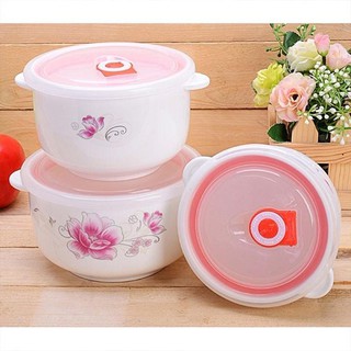 Bộ 3 thố đựng thực phẩm bằng sứ dày cao cấp có tai cầm chống nóng SALE SỐC