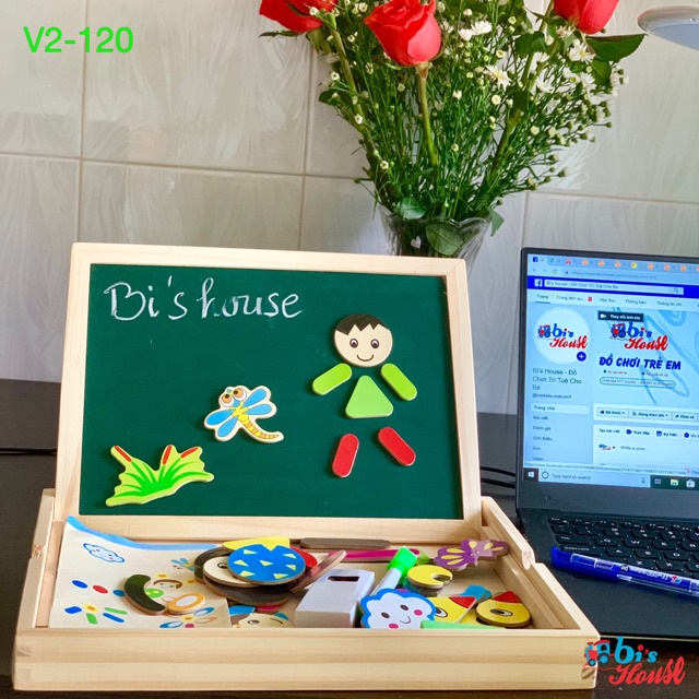 ✙Tranh nam châm ghép hình 2 mặt đa năng - đồ chơi gỗ Bi House