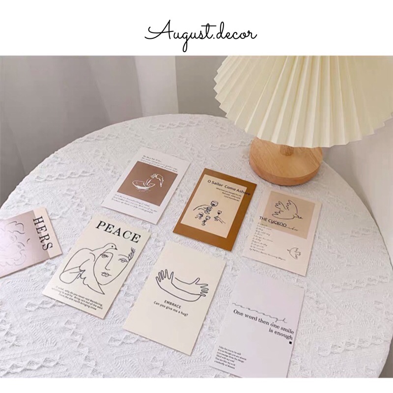 Set 30 Postcard dán tường decor ảnh trang trí phong cách Retro trừu tượng August Decor