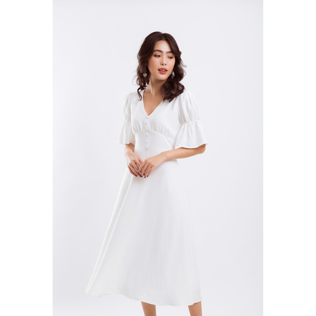 ĐẦM CỔ V XẾP LI NGỰC