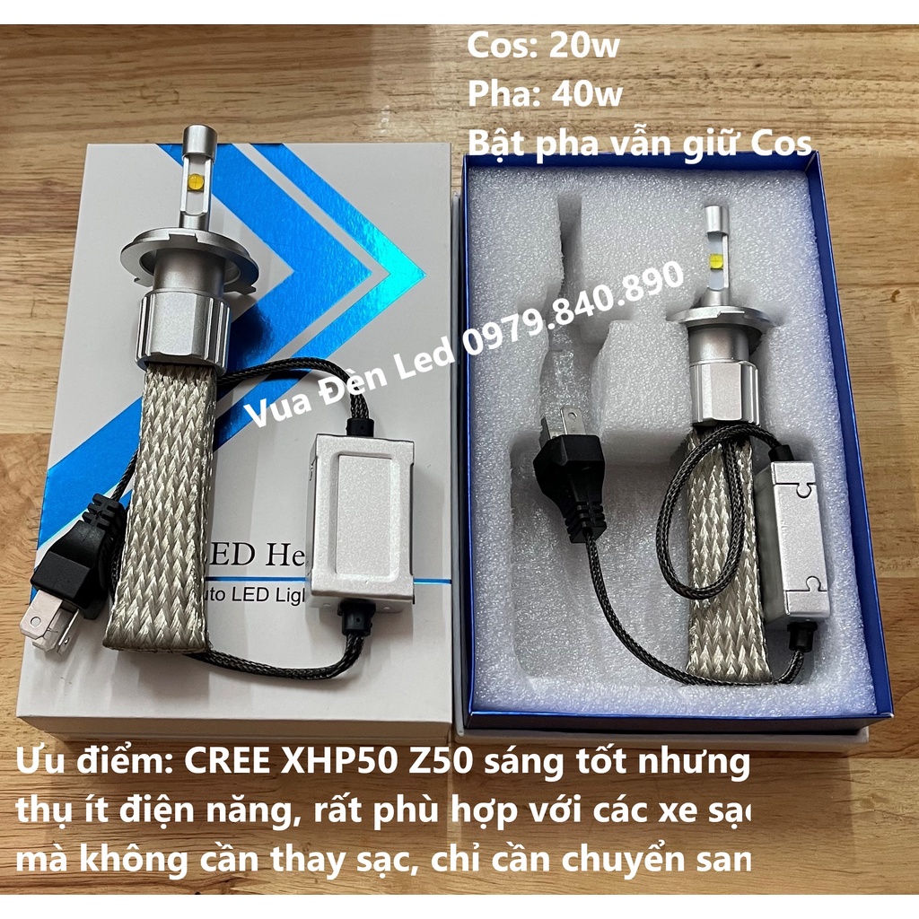 Model 2022 - 1 Cặp bóng đèn Led siêu sáng Cree XHP50 Z50 40w