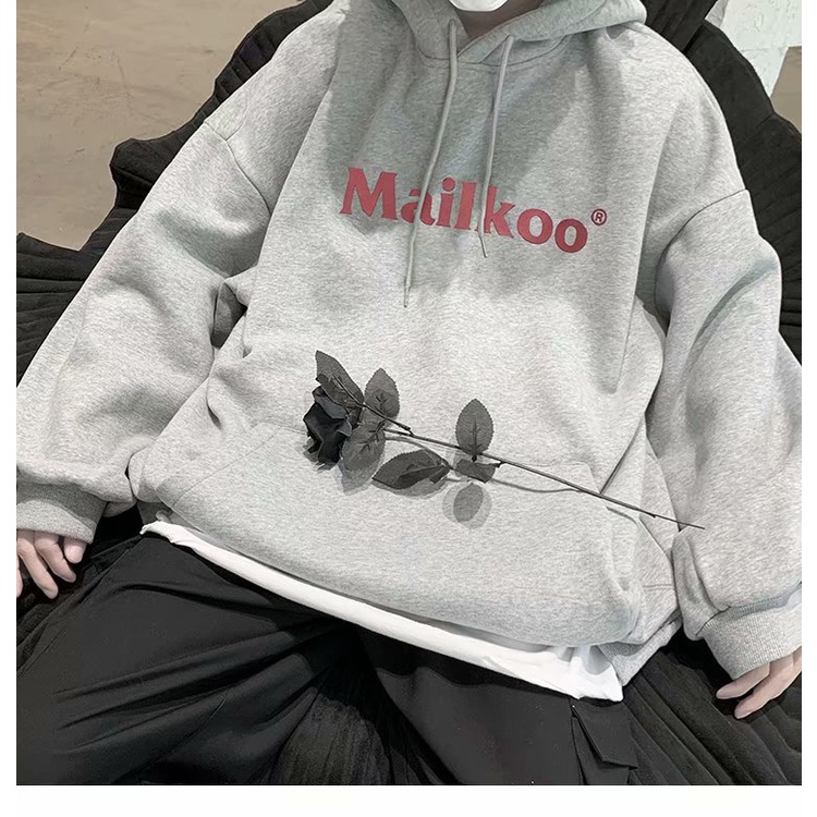 Áo hoodie tay dài dáng rộng in chữ thiết kế đơn giản thời trang xuân thu cho nam