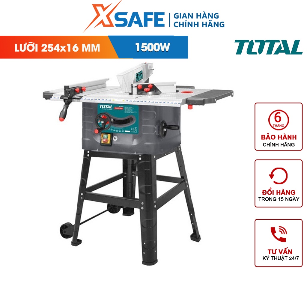Máy cưa bàn 1500W TOTAL TS5152542 tốc độ không tải 4500rpm, kích thước lưỡi 254mm, 4 chân đế thép - chính hãng