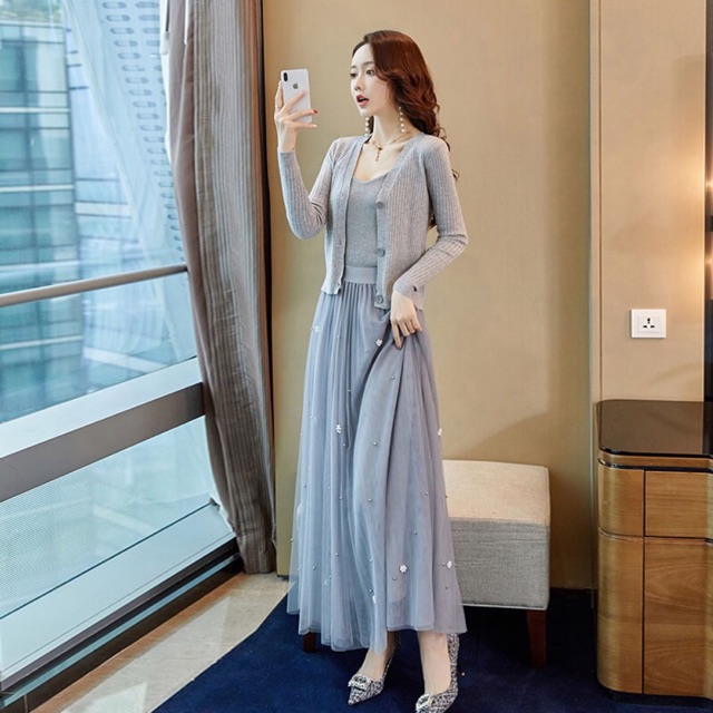 Sét váy len 3 chi tiết