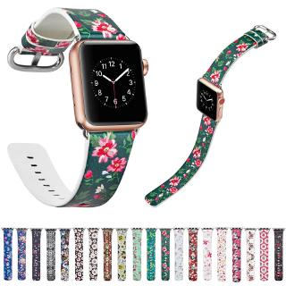 Dây Da Họa Tiết Hoa Khóa Kim Loại Cho Đồng Hồ Iwatch Series 5 4 3 2 1 44mm 42mm 40mm 38mm