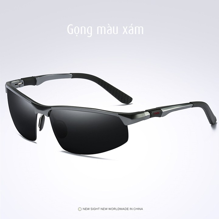 Mắt kính nam polarized phân cực chống chói, chống tia UV400, gọng nhôm magie khớp bản lề lò xo - MK1818