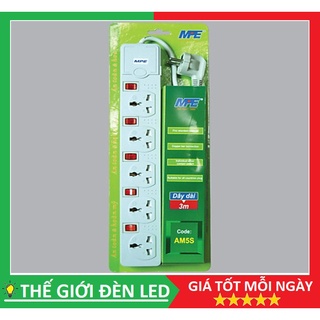 Ổ cắm có dây mpe 2500w am5s đa năng có công tắc riêng bh 12 tháng