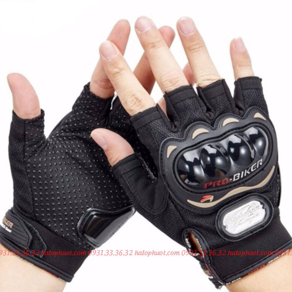 Găng tay phượt Pro-Biker Gù nhựa hở ngón