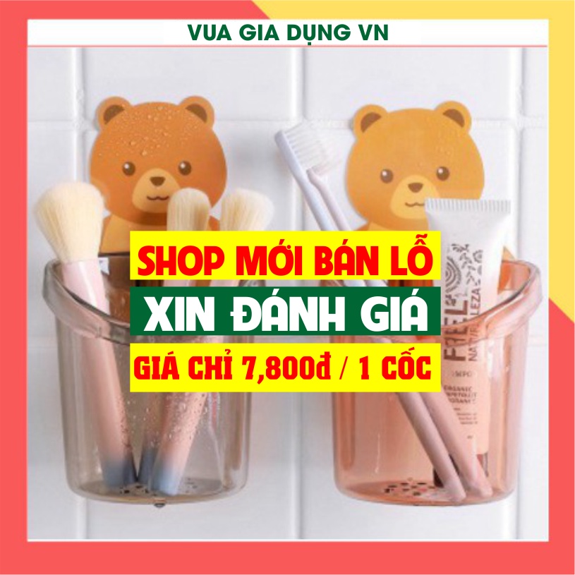 Cốc gấu đựng bàn chải kem đánh răng Cốc gấu dán tường siêu dính