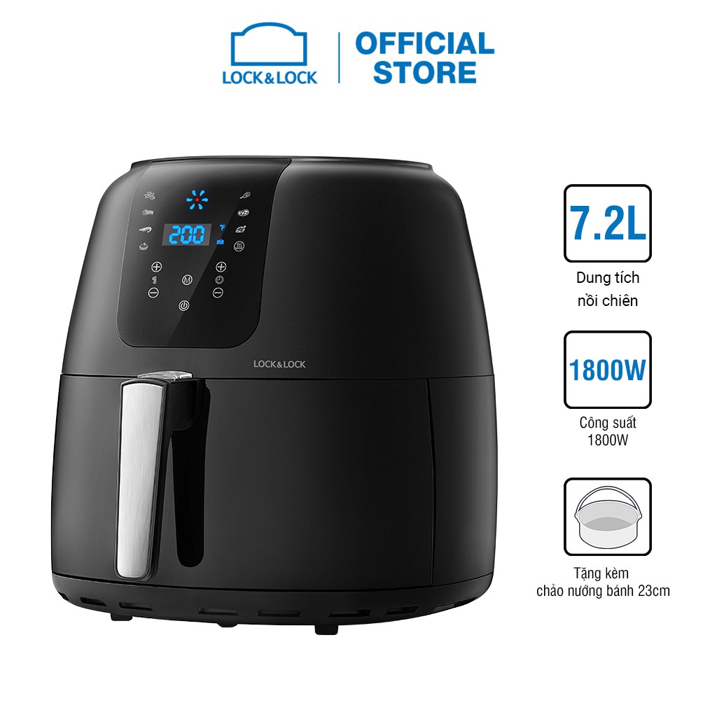 Nồi Chiên Không Dầu Lock&Lock Super Jumbo Plus Air Fryer 7.2L Màu đen EJF296BLK