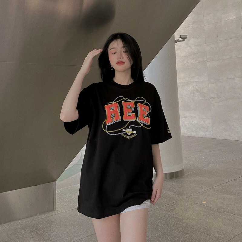 LOCAL BRAND REE - ÁO THUN EMBROIDERED BASIC MÀU ĐEN - THÊU DA