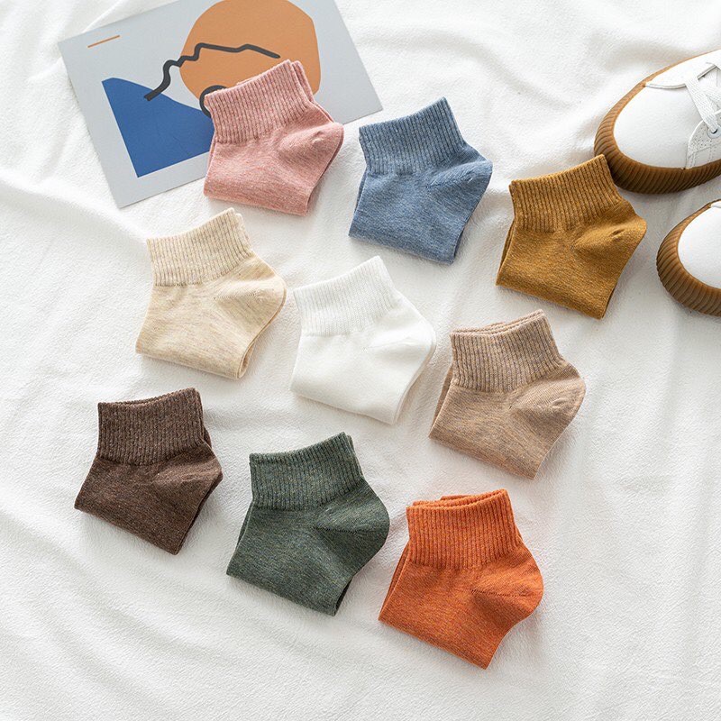 SET 10đ Tất nam nữ cổ cao qua mắt cá chân màu muối tiêu vintage siêu đẹp