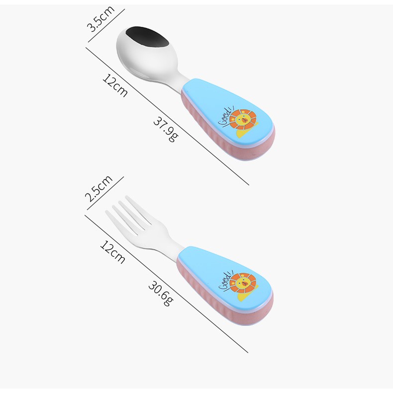 [HÀNG CAO CẤP] BỘ MUỖNG NĨA ĂN DẶM INOX 304 CHO BÉ - KÈM HỘP NHỰA
