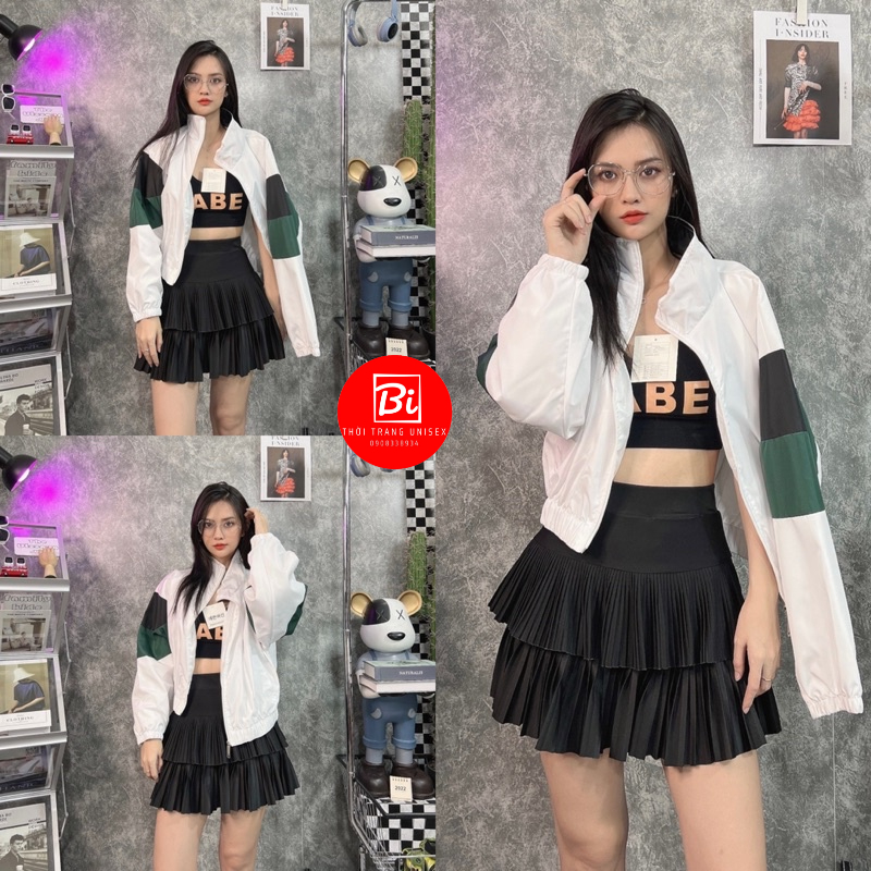 Áo Khoác Dù Nữ Dáng Lửng Cổ Trụ 2 Lớp_Bo Tay Cổ Áo Chun Dệt Kim Sang Trọng_Lót Trong Vải Dù Miro Xịn Mát Ko Bí Hơi_AK65