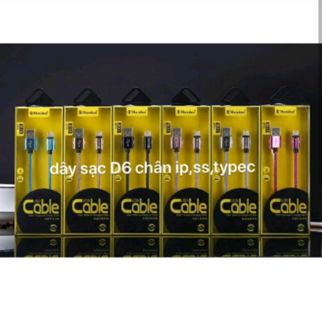 Cáp sạc D6 chân iphone
