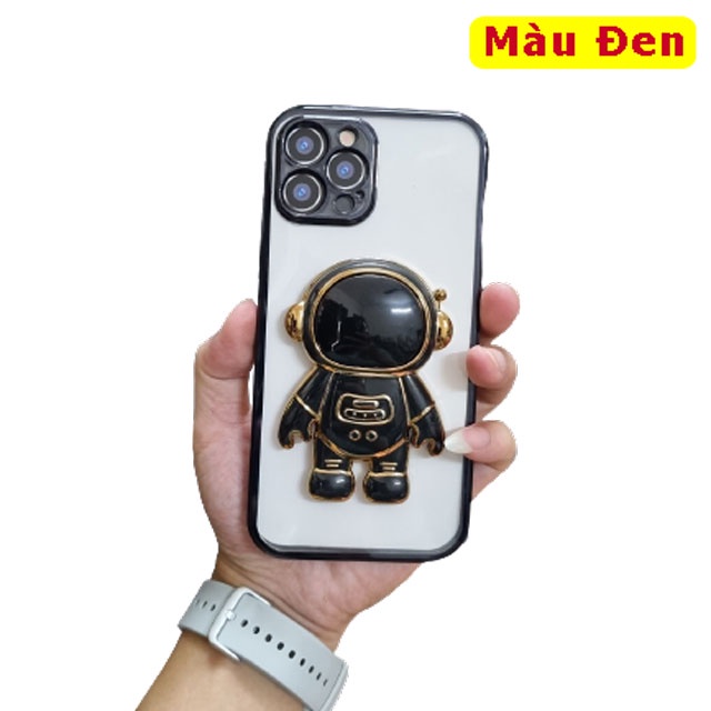 Ốp lưng cho Iphone viền mạ màu sang trọng kèm đế đỡ lưng Phi Hành Gia cho IPhone 13 12 11 Pro Max xs max 8plus 7plus đẹp