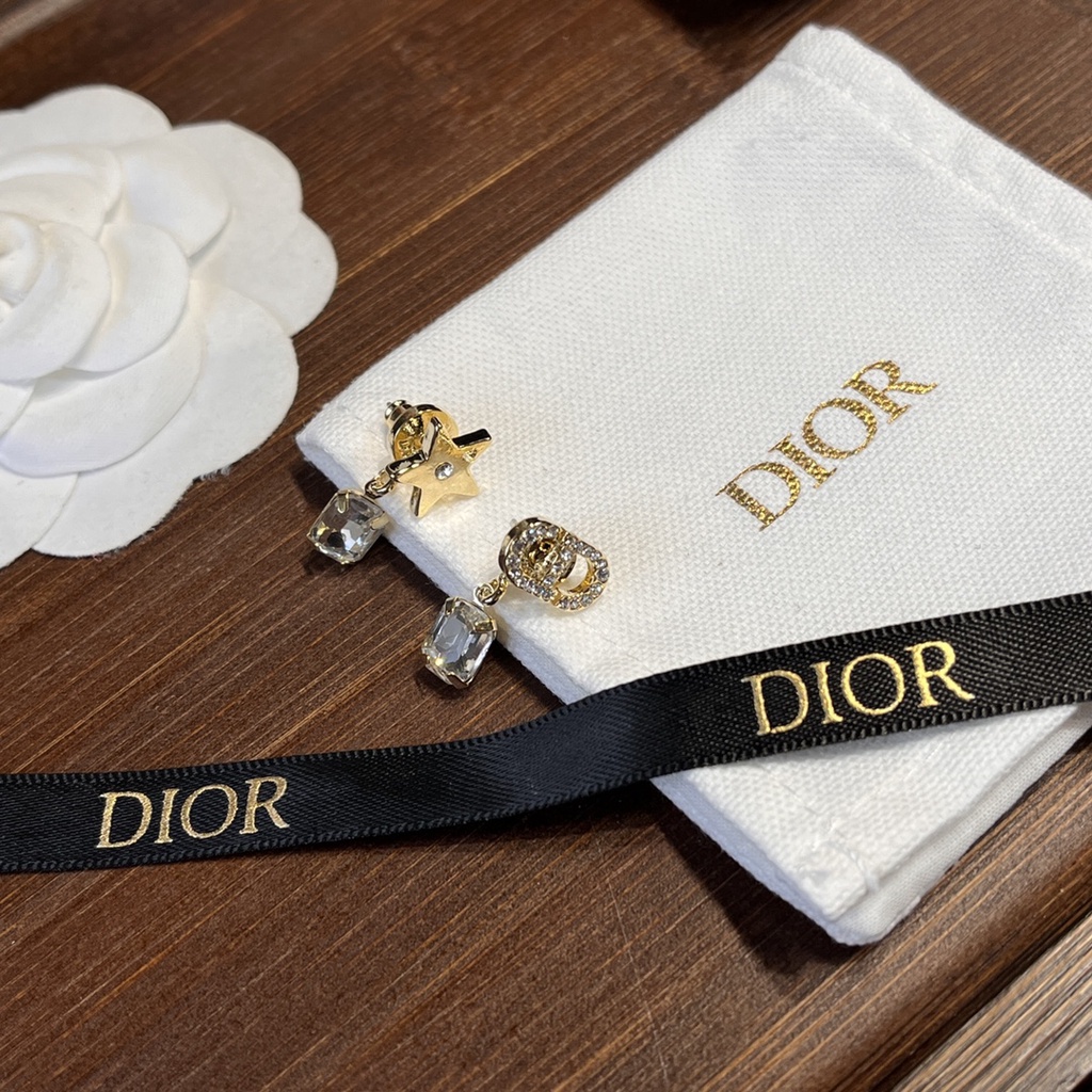 Bông Tai Dior Hình Vuông Đính Đá Bằng Thép Titan Thời Trang Sang Trọng Cho Nữ