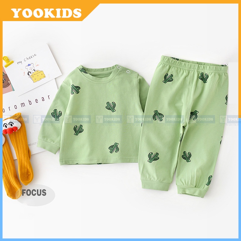 Bộ thu đông cho bé YOOKIDS chất thun lạnh mềm mịn co giãn 4 chiều, Đồ bộ cho bé trai bé gái 1 2 3 4 tuổi