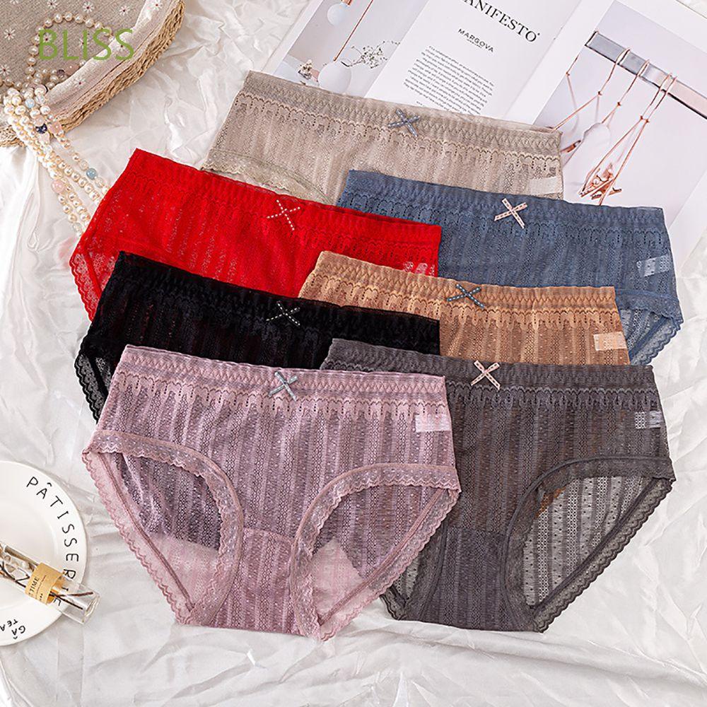 Quần lót lụa nylon co giãn không đường may phối ren thắt nơ quyến rũ cho nữ
