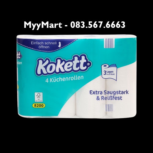 Giấy đa năng 3 lớp Kokett - 1 bịch 4 cuộn