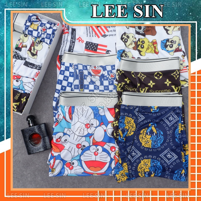 Combo 4 Quần sịp hoạt hình hàng cao cấp, quần lót nam doremon co giãn 4 chiều thoáng mát khử khuẩn - Leesin
