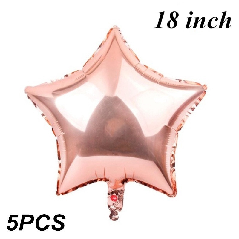 Bộ 5 quả bong bóng hình ngôi sao 18 inch hình trái tim dùng trang trí tiệc cưới /sinh nhật