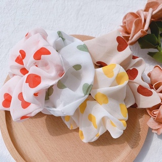 Scrunchies Dây Cột Tóc Voan Trái Tim
