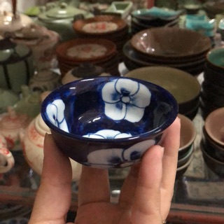 Bát nước chấm vẽ hoa xanh Bát Tràng