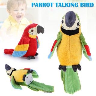 Musical Plush Stuffed Toy Parrot Talking Bird Preschool Kids Baby Toys