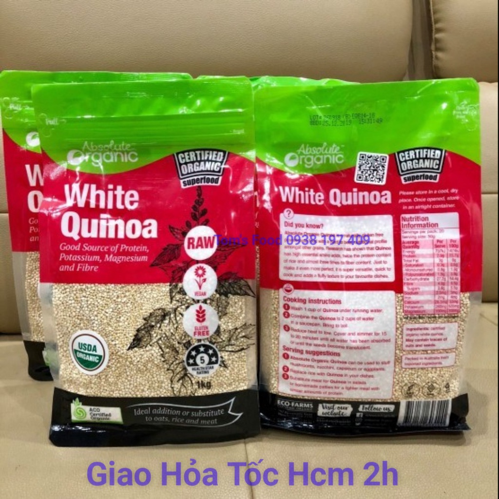 [Bán sỉ Thùng 6 gói x 1Kg] Hạt Quinoa Úc Absolute Organic - Hạt Diêm Mạch Hữu cơ