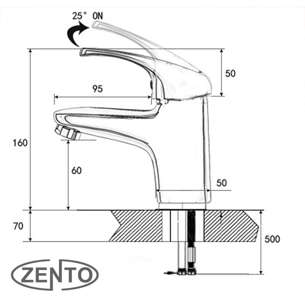 Vòi chậu lavabo nóng lạnh Zento ZT2010