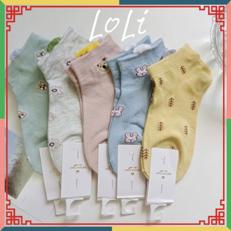 Tất Vớ Nữ Cổ Ngắn In Hình Dễ Thương Phong Cách Hàn Quốc Cho Nữ (TN022)