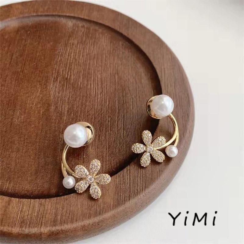 Khuyên Tai Hình Hoa Đính Ngọc Trai Phong Cách Hàn Quốc Sang Trọng