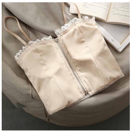 Áo lót bầu - áo Bra  bầu 2 dây corset ren thêu hoa khóa kéo sang chảnh
