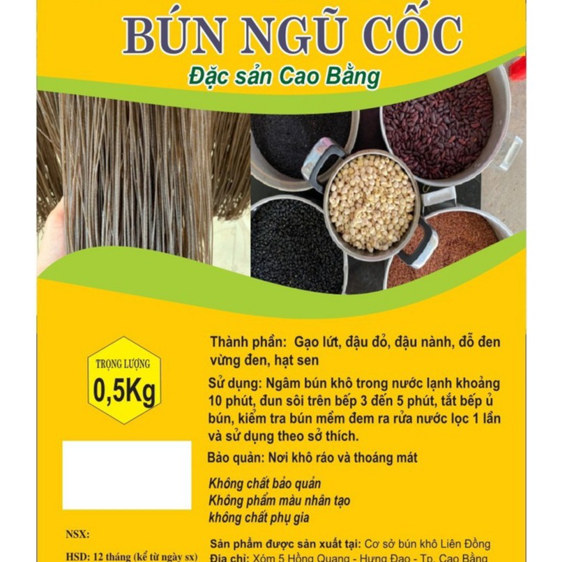 Bún gạo lứt hoa đậu biếc/ chùm ngây /ngũ cốc/khoai lang tím đặc sản cao bằng eatclean ăn kiêng giảm cân gói 500g