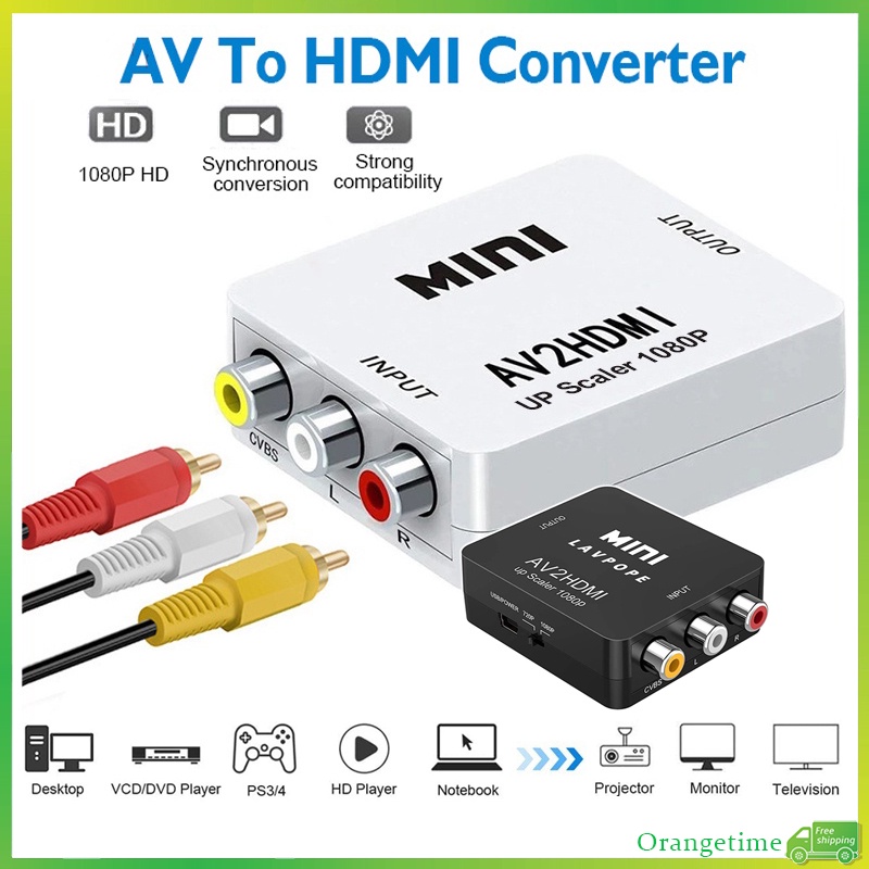 Đầu Chuyển Đổi AV RCA Sang HDMI CVBS AV2HDMI Cổng USB 1080P Cho TV / PS1 / PS2 / DVD / PAL / NTSC